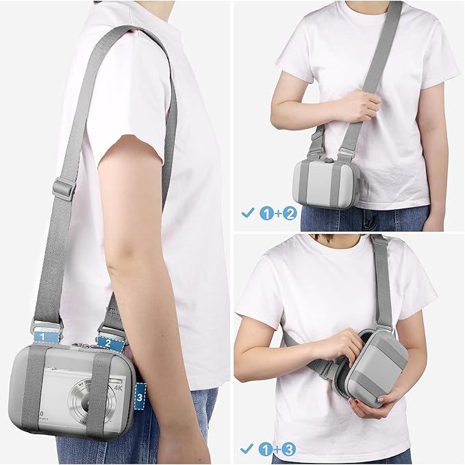 Digital Camera Case, Protective & Lightweight Camera Case with 3 Carrying Ways, Waterproof & Shockproof Small Camera Bag - Grey