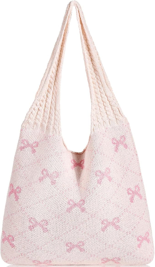 WantGor Crochet Bags, Beach Mesh Tote Bag Womens Shoulder Shopping Handbag Casual Travel Totes Bag Foldable Hobo Bags