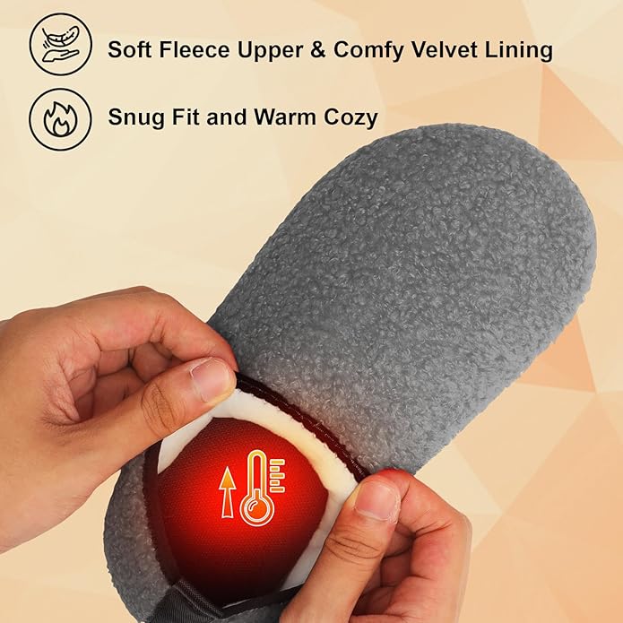 QFH Womens & Mens Cozy House Slippers - Portable Travel Shoes with Flexible Rubber Sole & Soft Velvet Lining