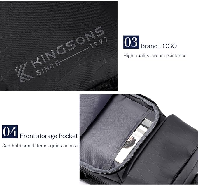 Kingsons Sling Crossbody Bag Anti-theft Chest Shoulder Backpack for Men Waterproof Minimalist Casual Daypack for Travel Gym
