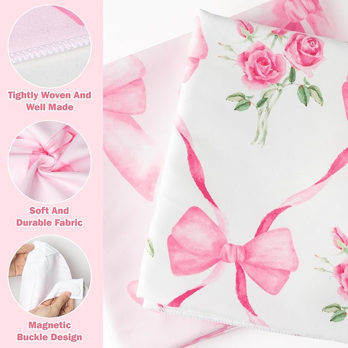 2 Pack Magnetic Beach Towel- 75"x30" Coquette Pink Bow Sand Free Quick Dry Microfiber Towel with Built-in Magnets Lightweight for Beach Chair Car Door Pool Travel Yoga with Storage Bag