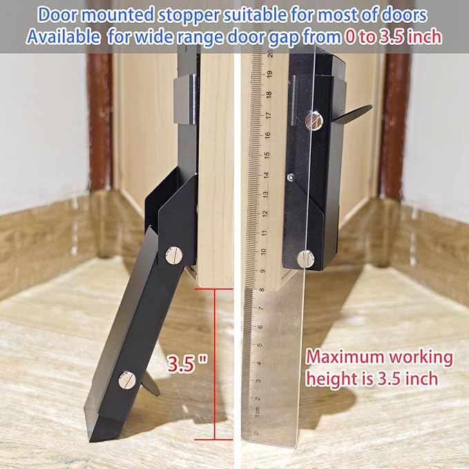 Door Stoppers Adhesive, Kick Down Door Stop Holder Keep Door Open, Door Stops for Bottom of Door, One Touch Rubber Doorstop, Self-Adhesive or Screw Easy Install, Upgraded Anti-Slip Rubber