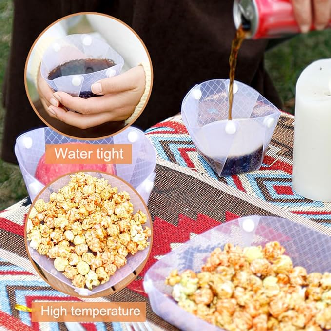 Collapsible Bowl Set of 4,Portable Camping Tableware,Snapfold Plastic Bowls,Food Grade Material Free Folding Bowl for Outdoor Camping Hiking Family Picnic Gatherings Business.