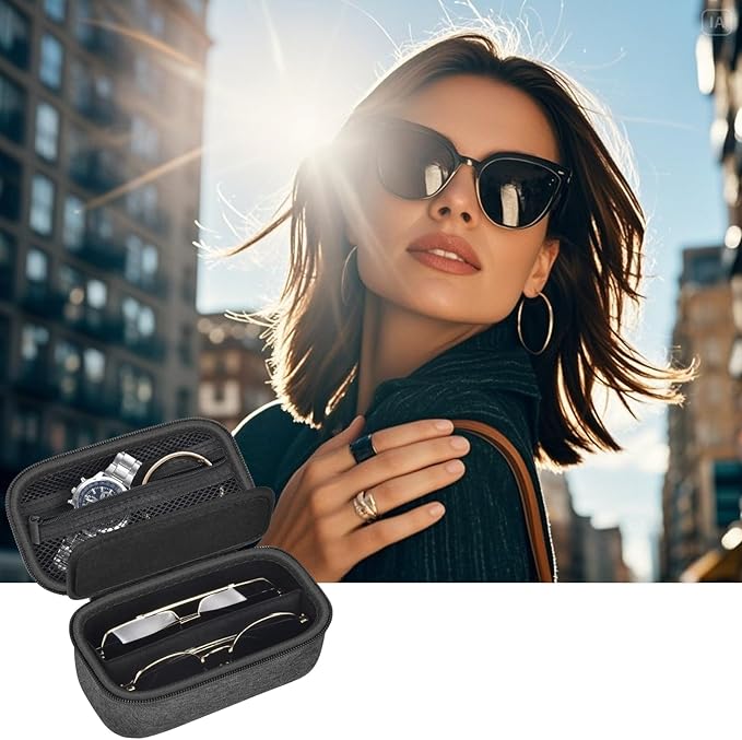 Travel Sunglass Organizer Case for Quay Polarized Sunglasses Men Women, Trendy Glasses Storage Box (Bag Only)