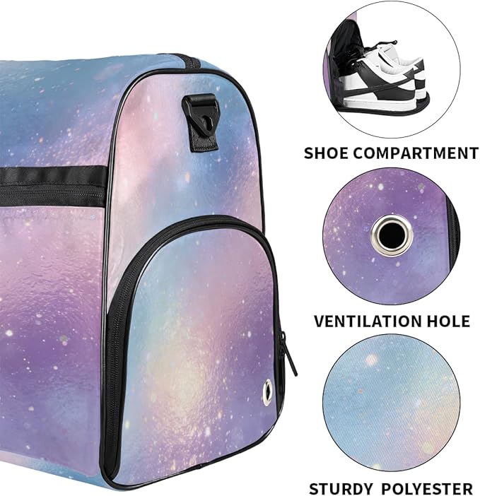 Colorful Sequin Pattern Sports Gym Bag with Wet Pocket & Shoes Compartment Waterproof Workout Duffel Bag for Women and Men Weekender Overnight Duffle Bag Travel Carry-on Tote