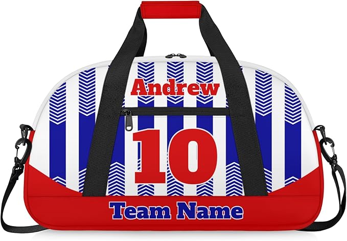 Basketball Soccer Gifts for Boys Girls - Custom Sports Duffle Bag, Personalized Name & Team Bag, Water-Resistant Gym Bag for Basketball, Soccer, Volleyball | Y-Navy Red