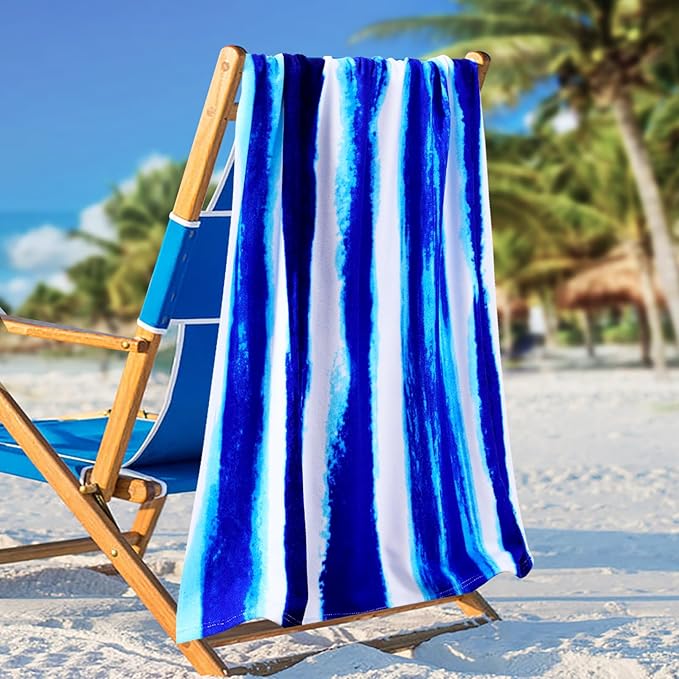 Genovega Oversized Terry Beach Towel 36 x 72 in Soft Extra Large Big Pool Swim Towels for Adults XL Clearance Big Travel Blanket Cruise Vacation Accessories Mandala Blue Essentials Lounge Chair Cover