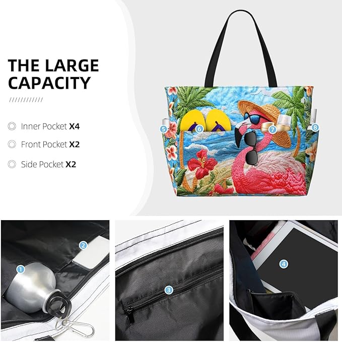 Extra Large Beach Bags For Women, Waterproof Beach Totes Bags For Women, Lightweight Foldable Pool Bag With Zipper