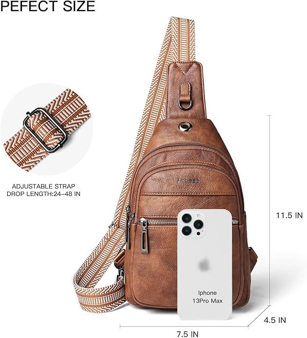 Sling Bag For Women Faux Leather Small Casual Daypack Backpack Fanny Pack Crossbody Chest Bags Purse