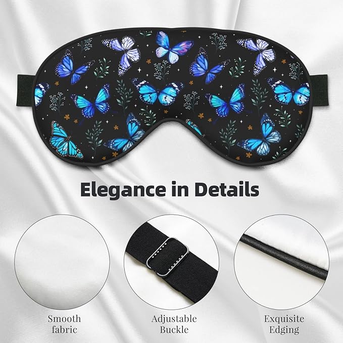 Butterflies Sleep Mask Breathable Soft Eye Mask for Sleep for Women Men Lightweight Eye Cover for Travel, Night Work, Nap, Office
