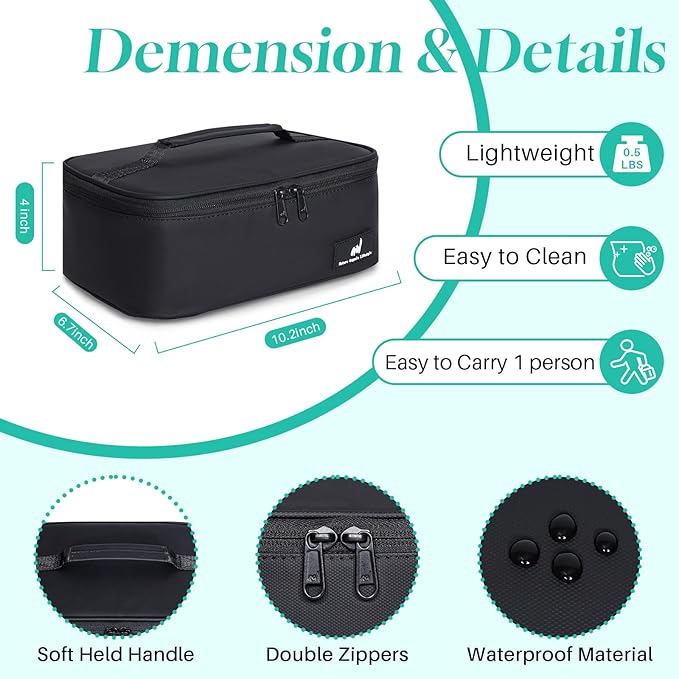 NOL Natural Organic Lifestyle Insulated Lunch Bag for Adults – Compact Cooler Lunch Box with Food-Grade Lining, Waterproof Lunch Bag for Work, Travel | Portable Thermal Meal Tote with Handle, Black