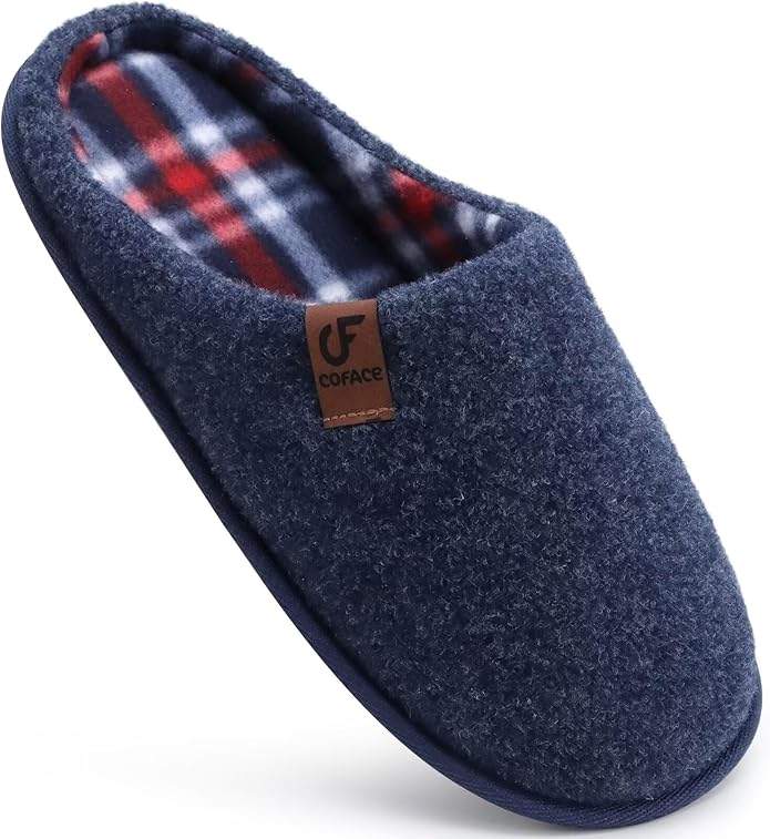 COFACE Unisex Mens Womens Cozy Memory Foam Scuff Slippers Casual Slip On Warm House Shoes Indoor/Outdoor Felt Sandal Slippers Size 4-15