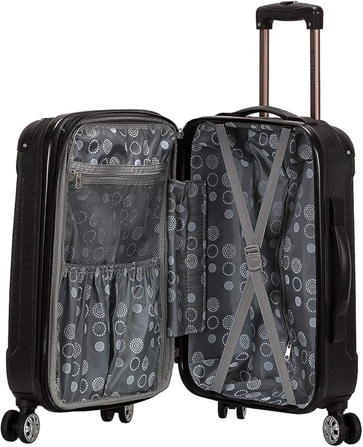 Rockland London Hardside Spinner Wheel Luggage, Black, Carry-On 20-Inch