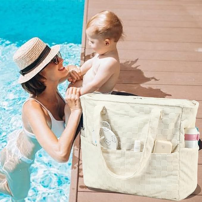 LEDAOU Large Beach Bag Women Waterproof Sandproof Zipper Beach Tote Pool Bag for Swim Gym Grocery Travel with Wet Pocket | Waterproof, Sandproof, Zipper, Pool, Gym, Grocery
