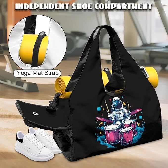 Mens Gym Bags with Yoga Mat Holder Strap, Gym Duffle Bag with Shoes Compartment, Wet Pocket, Gym Backpack Carring Workout Stuff Accessories