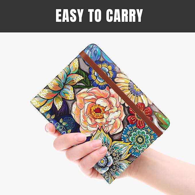 Rimilak Passport Holder, RFID Blocking Passport Cover Wallet Travel Essentials, Leather Travel Air Ticket Documents Organizer Protector for Women and Men, Mandala Flower