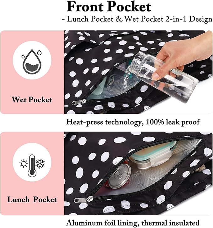 Large Canvas Beach Bag for Women, Beach Bags Waterproof Sandproof with Zipper & Wet Bag Cruise Essentials