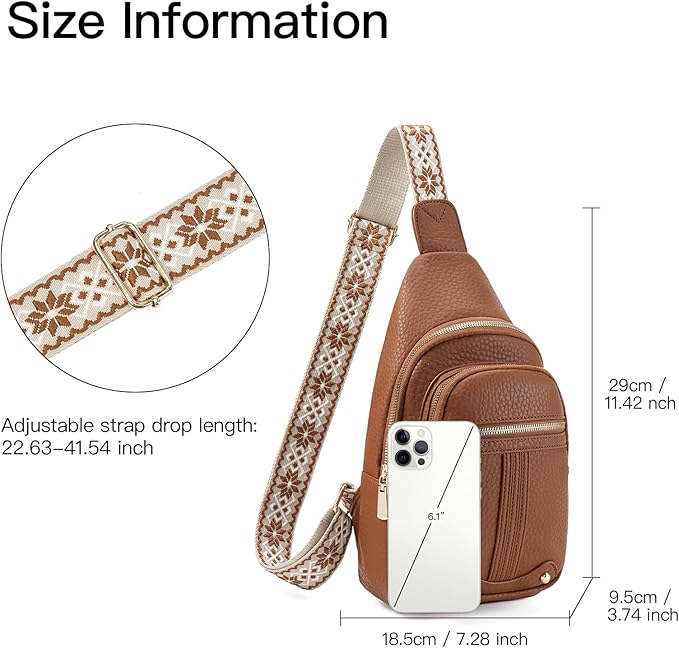 GAEKEAO Sling Bag for Women Crossbody Bags Fanny Pack Vegan Leather Chest Bag Travel Shoulder Belt Purse Backpack Gifts