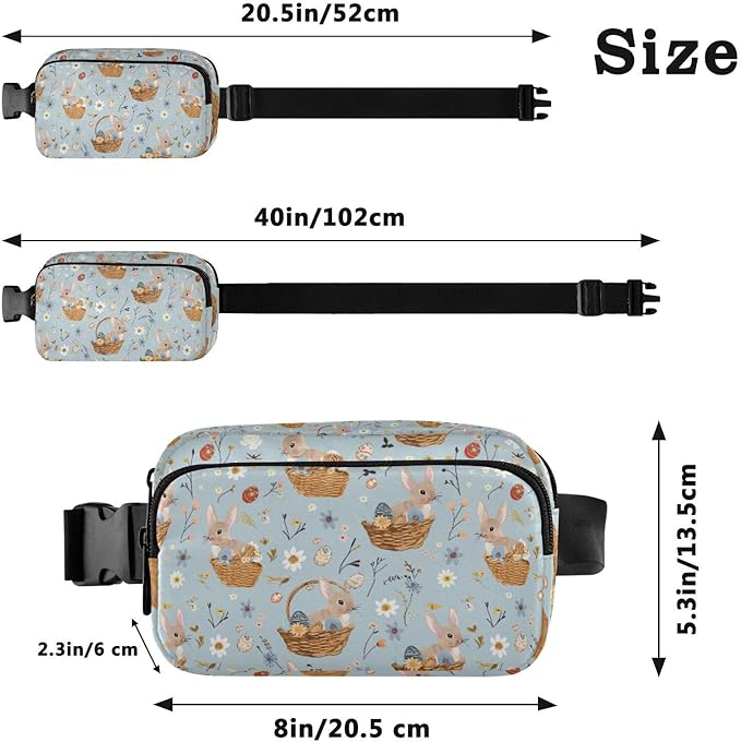 Easter Bunnies Baskets Eggs Fanny Pack for Women Men Water Resistant Fashion Waist Packs with Adjustable Strap Belt Bag for Travel Workout Jogging Hiking 21219011
