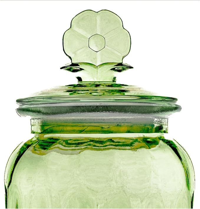 10 Strawberry Street Textured Glass Flower Canister, Dimpled Round, Sage, Set of 2
