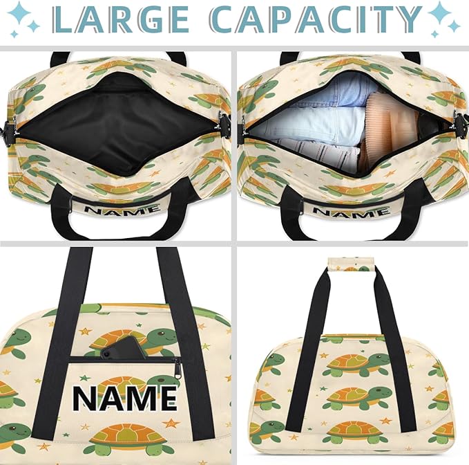 Turtle Mini Gym Bag 18 inch for Women Men Waterproof Custom Cute Travel Duffel Bag Carry On Overnight Tote Nurse Bag for Work Fitness Hiking