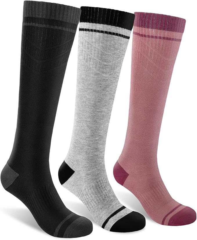 SONORAN Bamboo Viscose Compression Socks for Women & Men (3 Pairs) 15-20 mmHg Knee High Support for Nurses, Travel, Pregnant