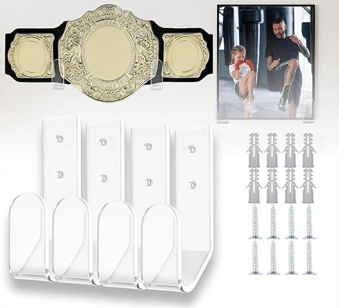 Wrestling Championship Belt Wall Mount Display Case, Perfect WWE Belt Hanger for Adults & Kids, Durable & Easy to Install Title Belts Organizer Holder for Wall