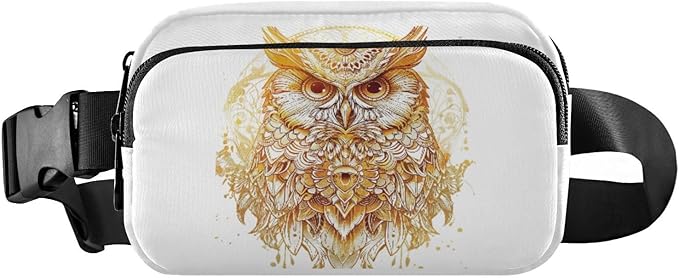 Mythical Golden Owl Fanny Pack for Women Men Water Resistant Fashion Waist Packs with Adjustable Strap Belt Bag for Travel Workout Jogging Hiking 21218783