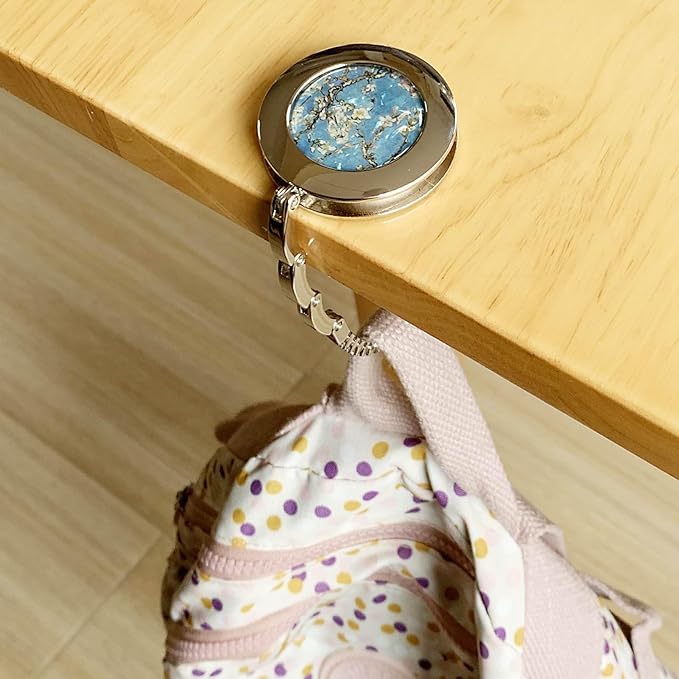 KSMD Purse Hooks for Table and Bars,Portable Purse Hanger Organizers Hooks Handbag Holder Pocketbook Holder Bag Storage for Desk Bag Hook,Foldable Folding Table Hook Hanger (Flowers)