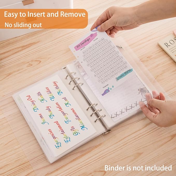 30pcs Pocket Sleeves for A5 6 Ring Binder, 1-Pocket Sheets Inserts Refill Pages for Kpop photocard, Savings Challenges, Sticker Collecting Album Binder (100 Micron Thickness per Layer)