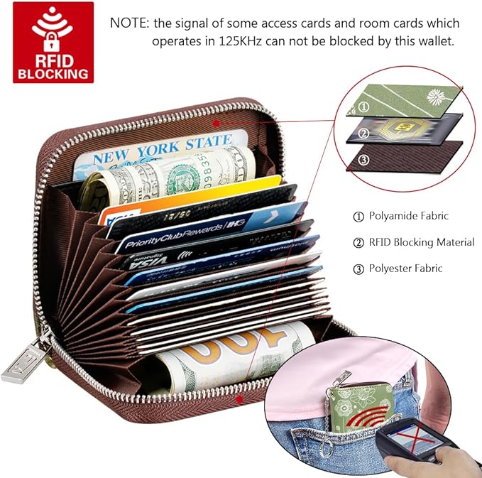 FurArt Zipper Wallet Women, RFID Blocking Credit Card Wallet, Business Card Holder, Compact Size KeyChain Wallet