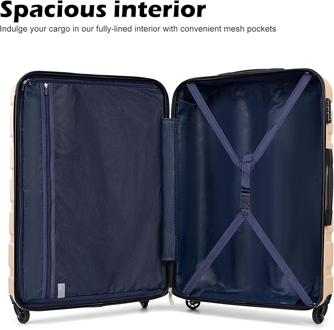 Coolife Luggage 3 Piece Set Suitcase Spinner Hardshell Lightweight TSA Lock (red, 20/24/28)