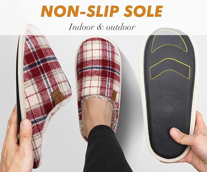 COFACE Mens Cozy Memory Foam Scuff Slippers Casual Slip On Warm House Shoes Indoor/Outdoor Sandal Slippers With Arch Support Rubber Sole Size 7-15