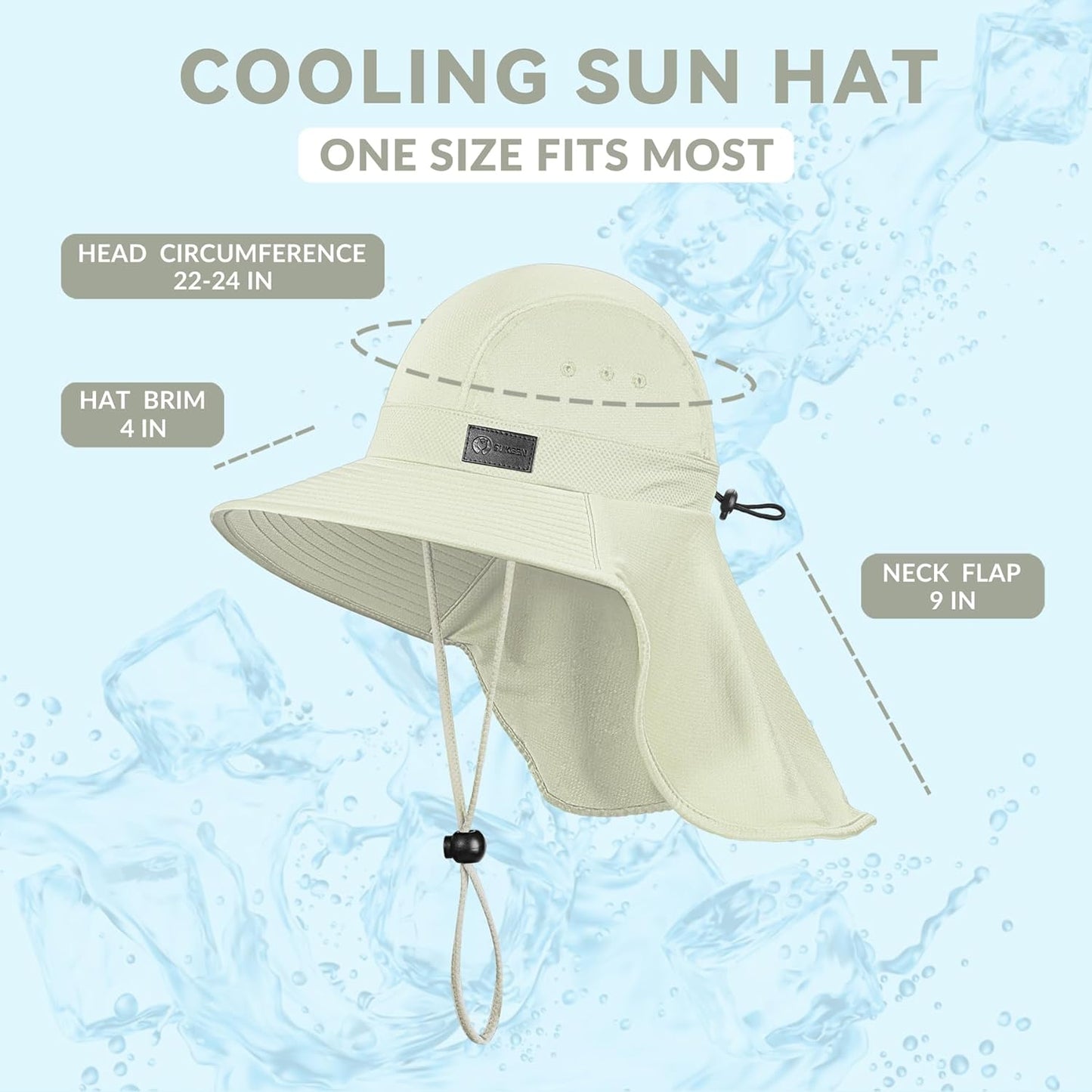 Sukeen Cooling Sun Hat for Men Women UPF50+ Wide Brim Fishing Hat with Neck Flap Adjustable Foldable Bucket Hat for Hiking