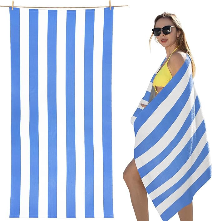 cabanana Microfiber Beach Towel Oversized - 70"x 35"Sand Free Quick Dry Lightweigh Beach Towels for Adults,Soft Extra Large Thin Travel Towel for Beach Accessories(Blue)