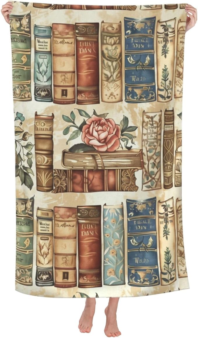 Microfiber Beach Towel, Flower Book Beach Towels 32x52in,Quick Dry, Sand Free, Ultra Soft & Oversized Towel for Travel, Outdoor, Bathroom, Swimming - Ideal for Pool, Camping, Yoga, or Gift Decor