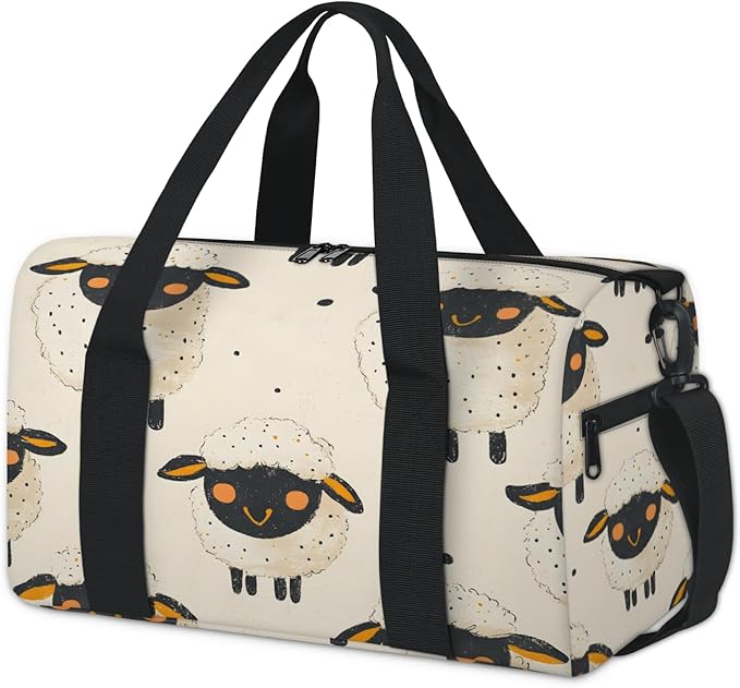 Cartoon Sheep Travel Duffle Bag for Women Men, Overnight Weekender Bag, Carry on Tote for Sport Gym