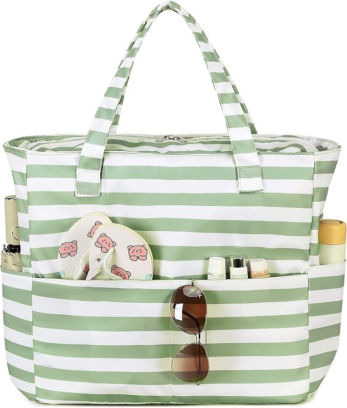 LEDAOU Beach Bag Waterproof Sandproof Women Beach Tote Pool Bag with Zipper for Swim Gym Grocery Travel with Wet Pocket | Sandproof, with Zipper, for Gym, Grocery, Travel, with Wet Pocket
