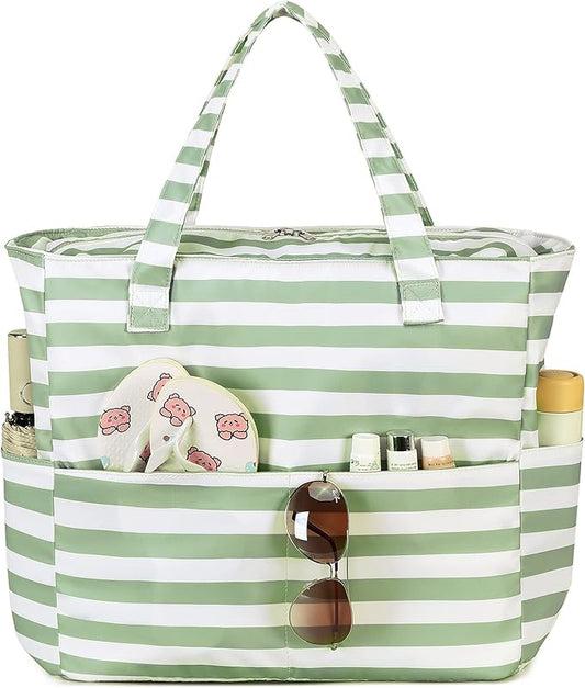 LEDAOU Beach Bag Waterproof Sandproof Women Beach Tote Pool Bag with Zipper for Swim Gym Grocery Travel with Wet Pocket | Sandproof, with Zipper, for Gym, Grocery, Travel, with Wet Pocket