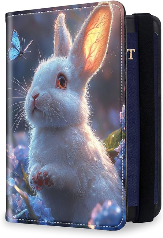 Passport Holder for Travel, RFID Blocking Passport Holder Travel Walle, Passport and Vaccine Card Holder, Vacation Must Haves Travel Accessories for Men Women, Cute Rabbit Garden