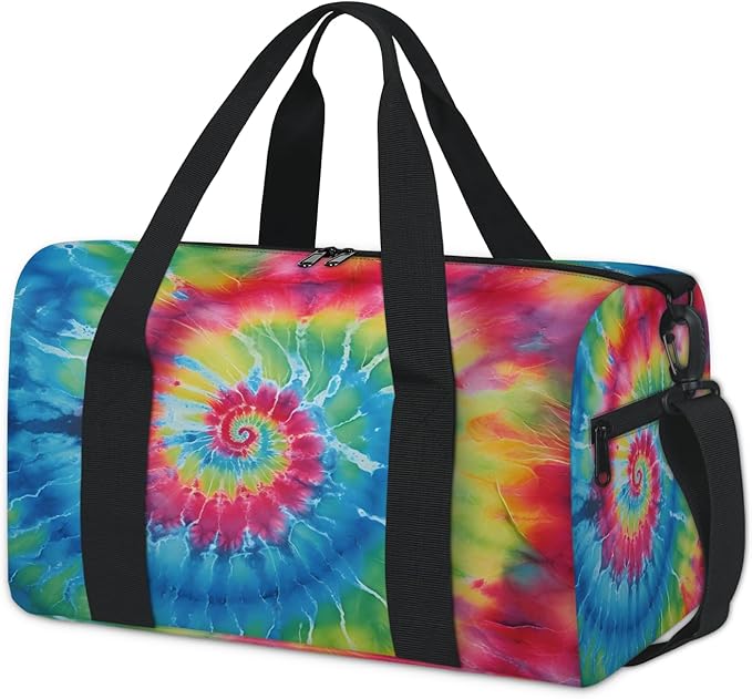 Tie Dye Farmhouse Gym Bag for Women 17 inch Waterproof Carry On Overnight Weekender Bag Sports Duffel Tote Bags for Travel Workout