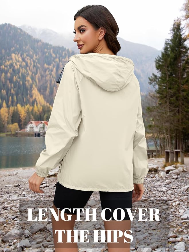Packable Rain Jacket Women Waterproof Lightweight Jacket With Hood Womens Windbreaker Jacket S-XXL