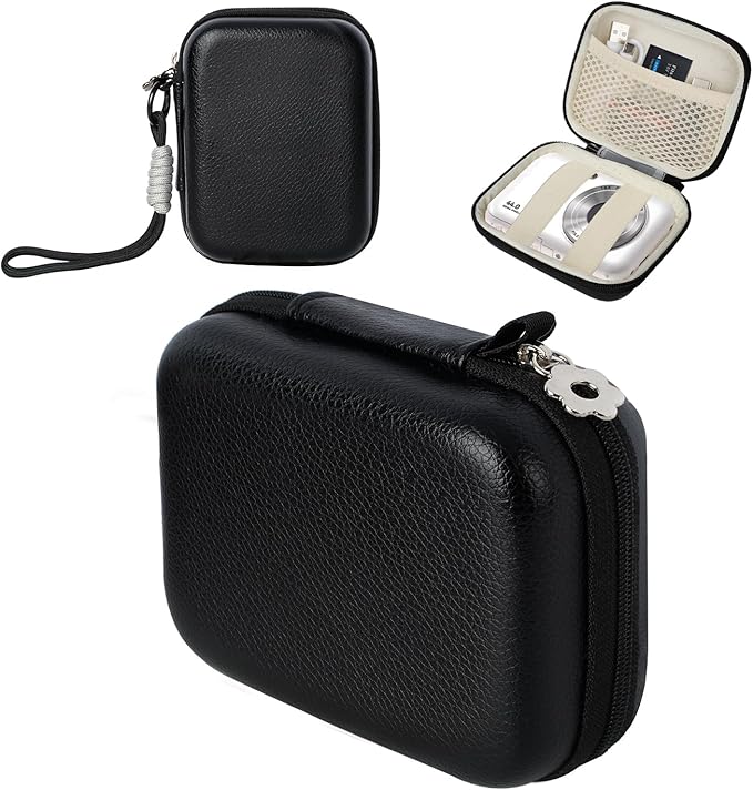 Small Digital Camera Case: Stylish Design for Kodak Pixpro fz55 / Canon elph 360 & Compact Cameras - 360° Shockproof for Travel & Daily Carrying, Black