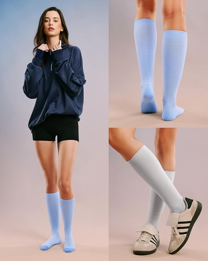 FITRELL 4 Pairs Compression Socks for Women & Men, 15-20mmHg Circulation Support for Athletic Travel Daily Wear