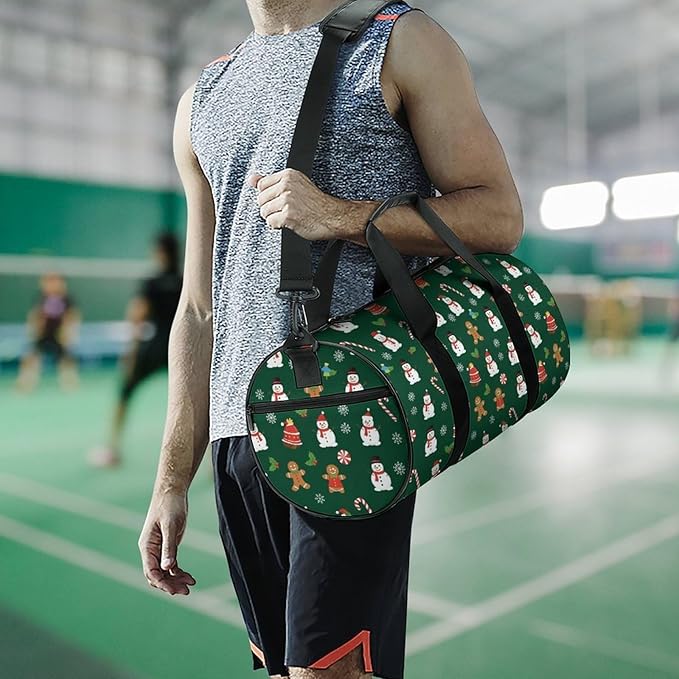 Beach Swim Bags Green Gingerbread Men Women Duffle Bag Foldable Gym Bag Lightweight Travel Sports Bags for Men and Women