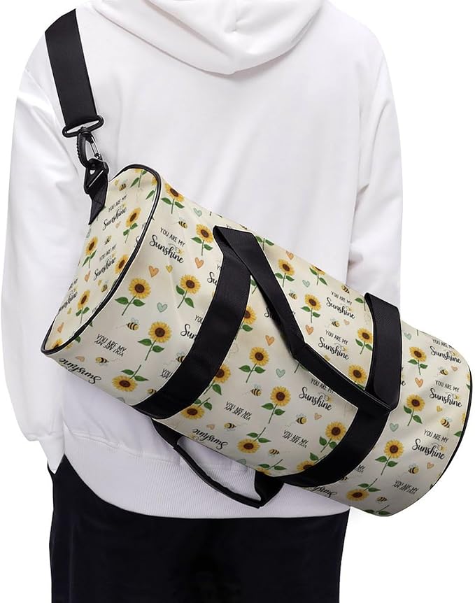 Weekender Carry on Beach Yoga Overnight Luggage Bag Gym Sports Travel Workout Bag Overnight Bags (You Are My Sunshine Bees Sunflowers Print)