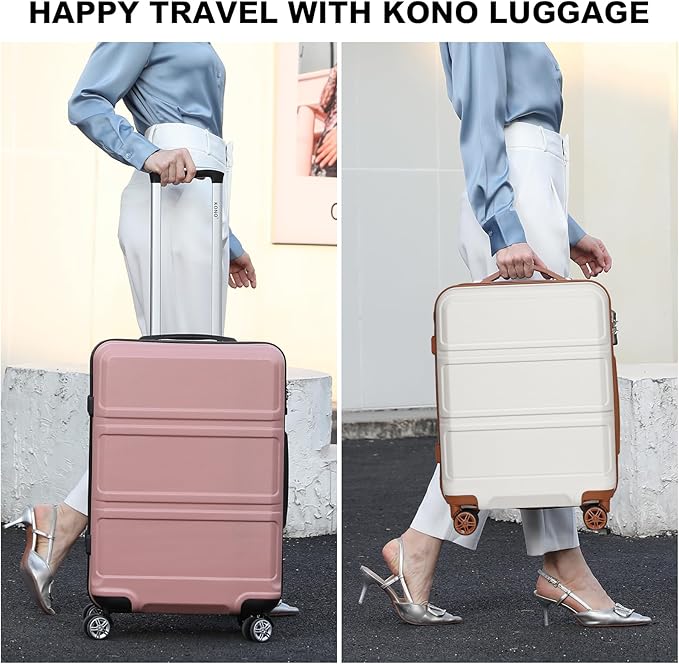 Kono 28 Inch Luggage Expandable Suitcase with Spinner Wheels TSA Lock Lightweight PC+ABS Hardside Large Checked Luggage Durable Rolling Suitcase Nude/Rose Pink