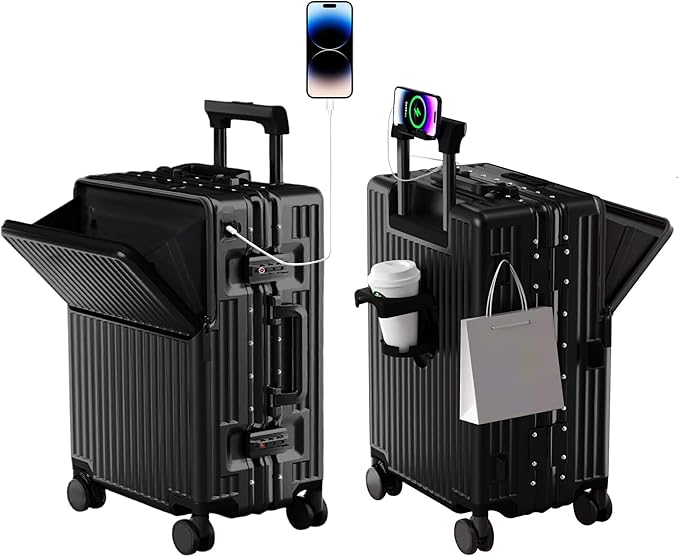 Zipperless Luggage, 22.4x15.4x9.4 Aviation Certified, Polycarbonate Aluminum Hardshell, Expandable Carry-On Luggage with Spinner Wheels, Hardshell Luggage, 20 Inch Cabin