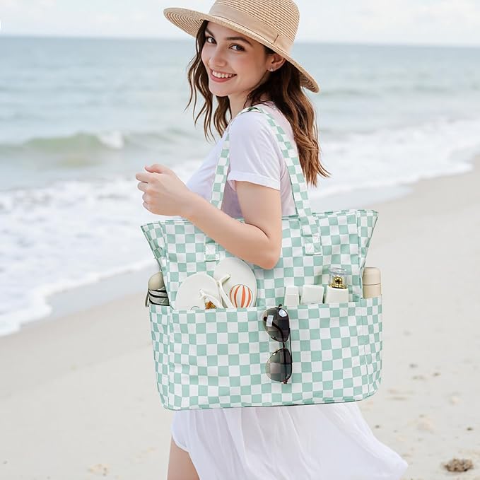 Bluboon Beach Bags for Women, Large Waterproof Tote Bag With Wet Compartment for Pool Weekender Travel Gym