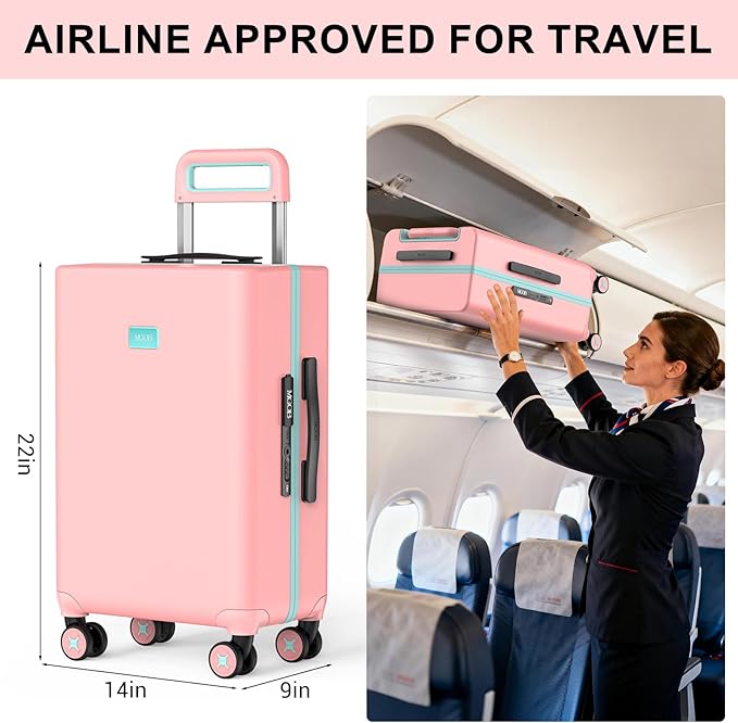 20 Inch Carry-on Luggage Zipperless for Women, Hardside Rolling Suitcase with Spinner Wheels & TSA Lock,PC Lightweight Carry on Luggage Airline Approved 22x14x9 Hard Case